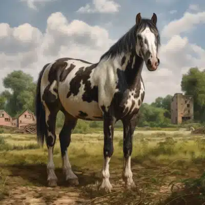 Quarter Horse alezan musclé de profil, tête courte et oeil calme