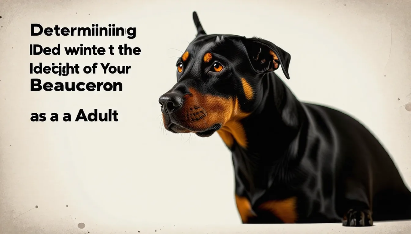 Beauceron adulte noir et feu debout de profil dans un pré