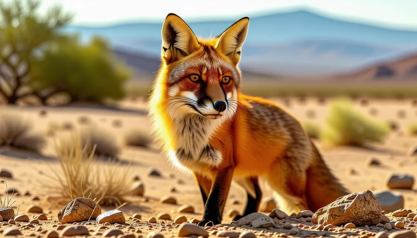 Renard du désert en déplacement sur une dune, traces de pattes dans le sable