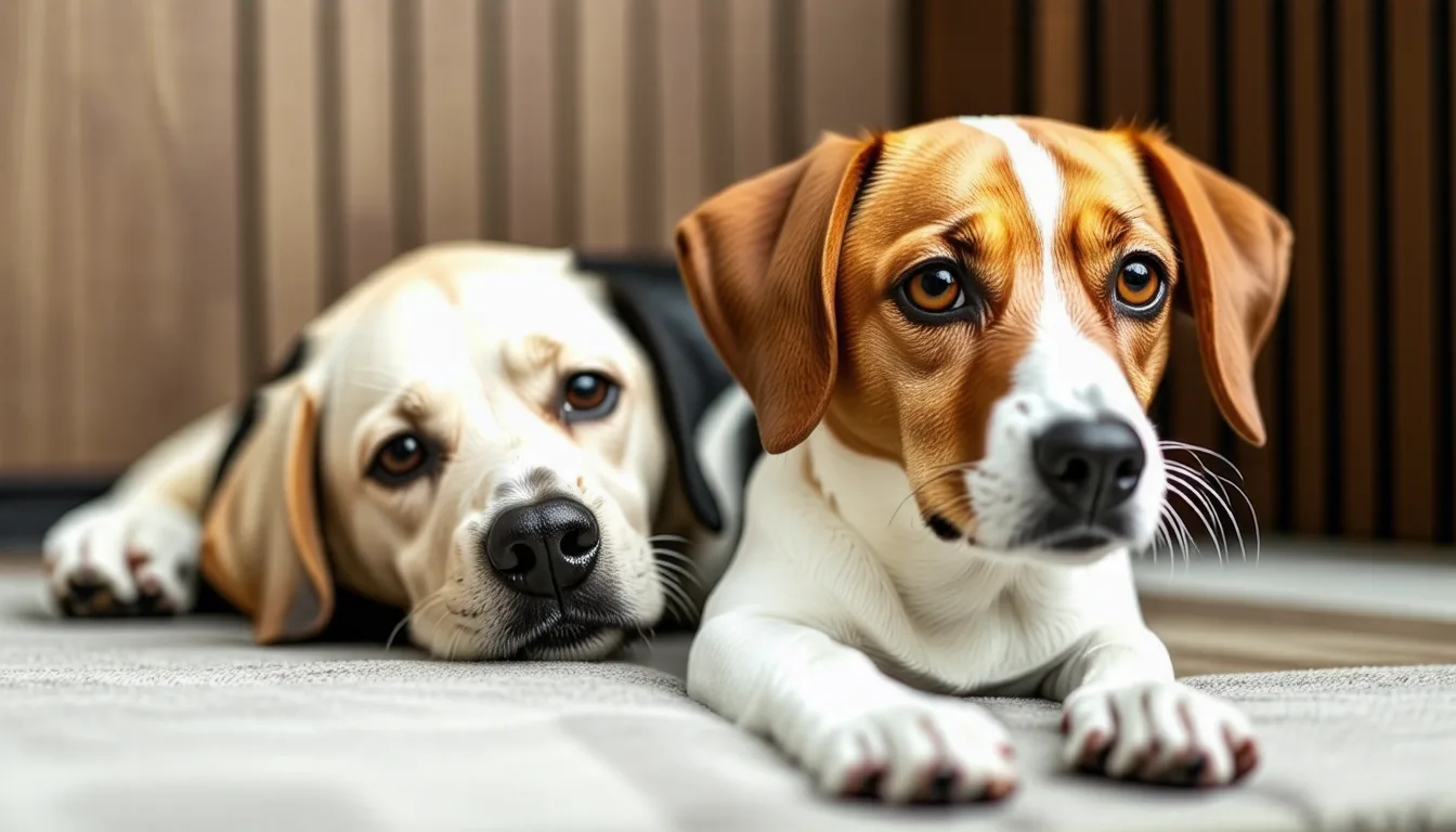 Chien attendant dans un box de pension propre, devant un enclos extérieur grillagé