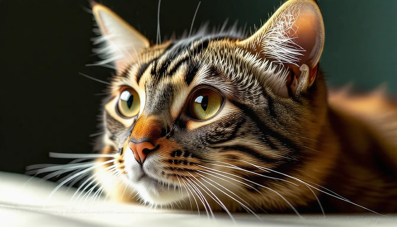 Chat roux en équilibre sur un rebord, patte avant levée