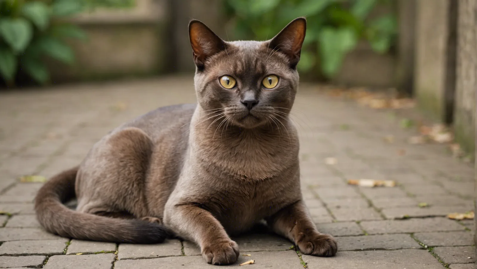 Chat burmese brun au pelage court et aux yeux dorés, assis sur un rebord
