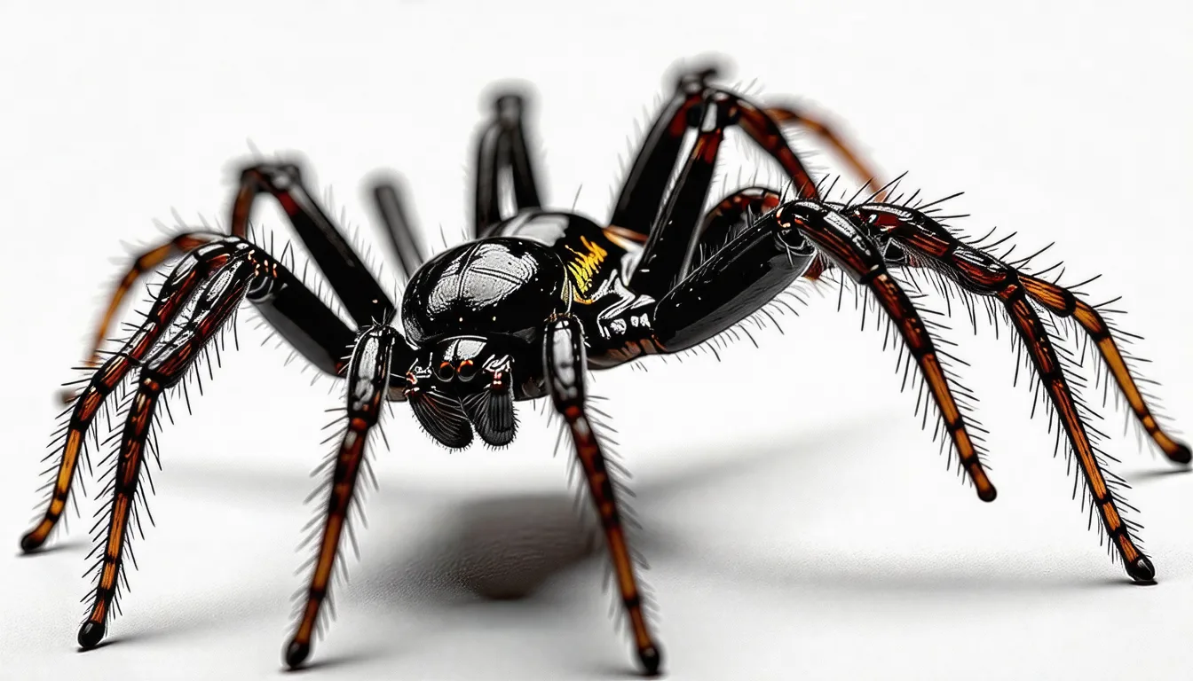 Grande araignée immobile sur un mur clair, pattes repliées