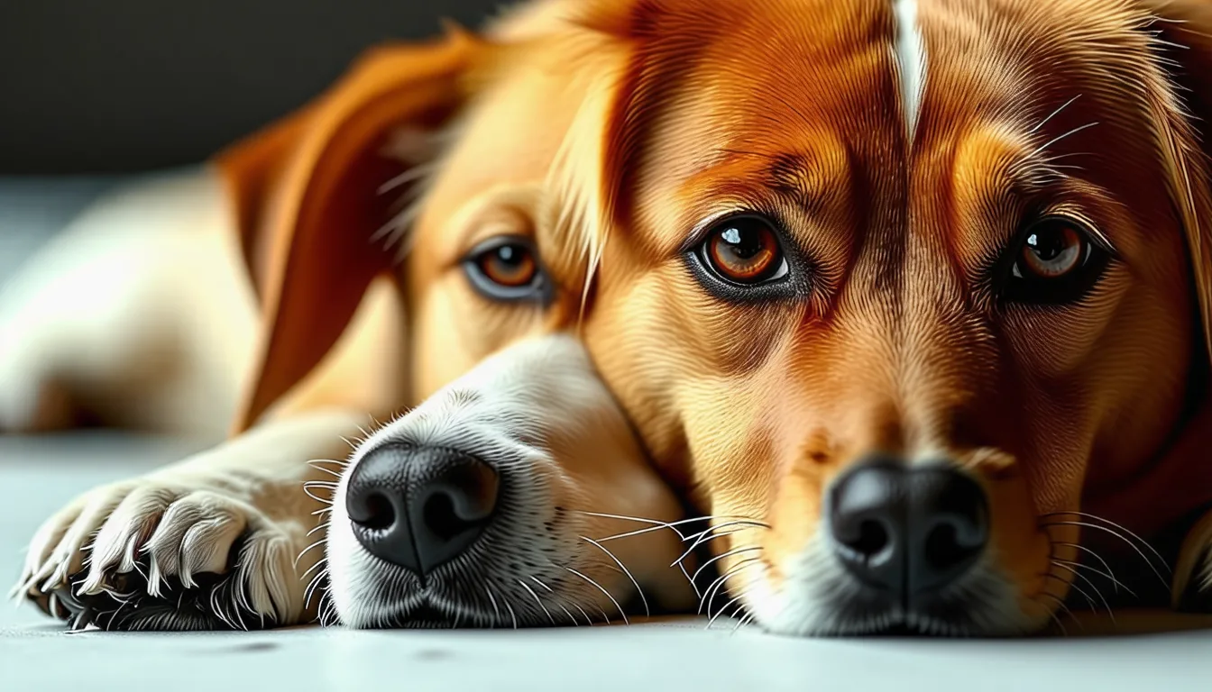Chien couché sur un tapis en train de mâchonner un jouet distributeur de croquettes