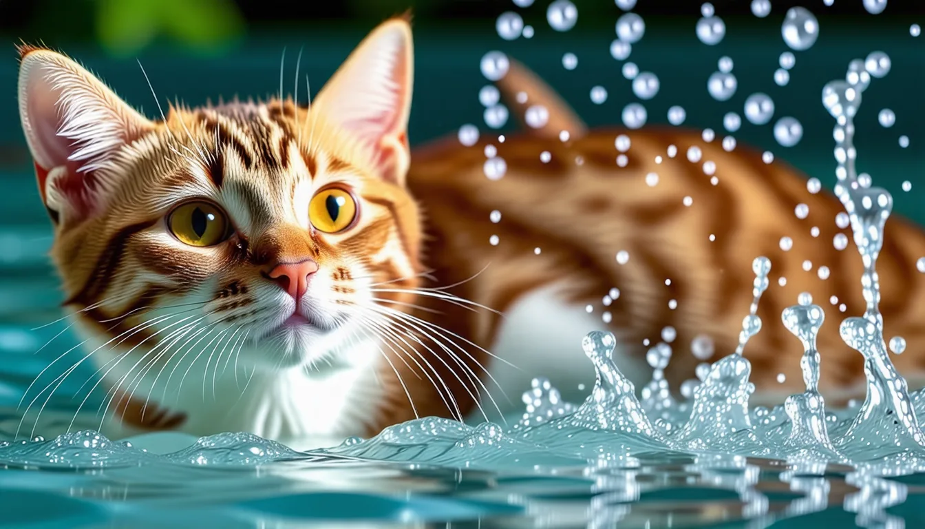 Chat du Bengale à pelage tacheté qui trempe une patte dans une bassine d'eau