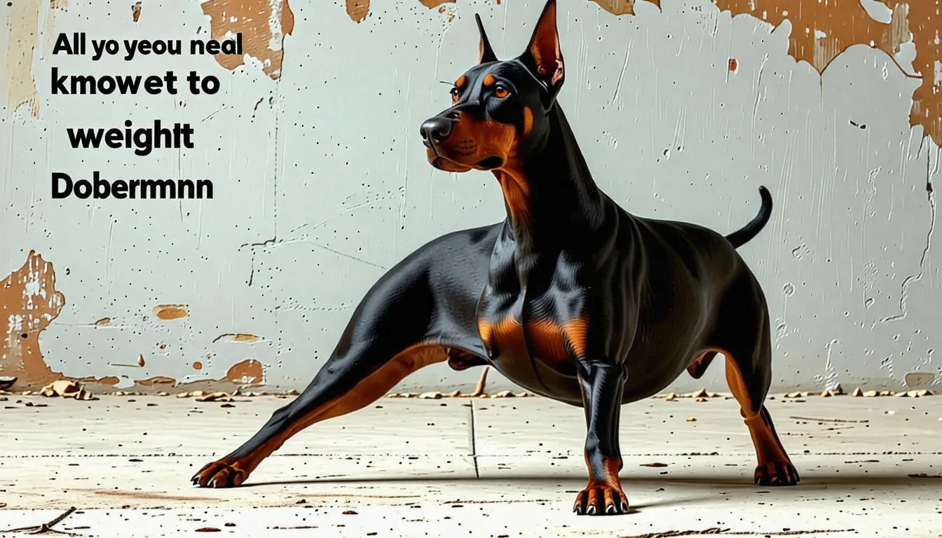 Dobermann noir et feu debout, oreilles naturelles tombantes et queue non coupée