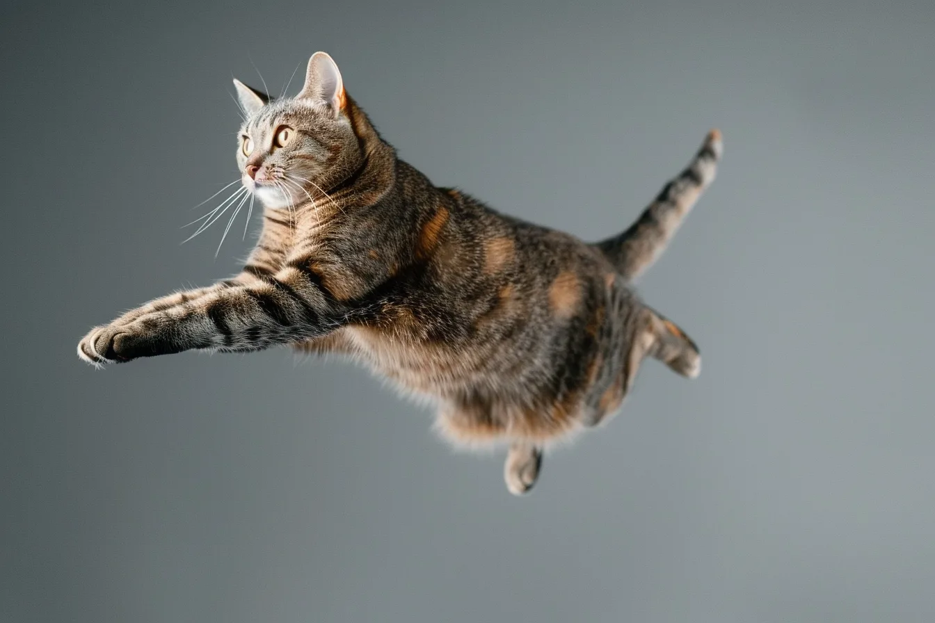Chat en équilibre sur une étagère étroite, patte avant tendue vers le vide
