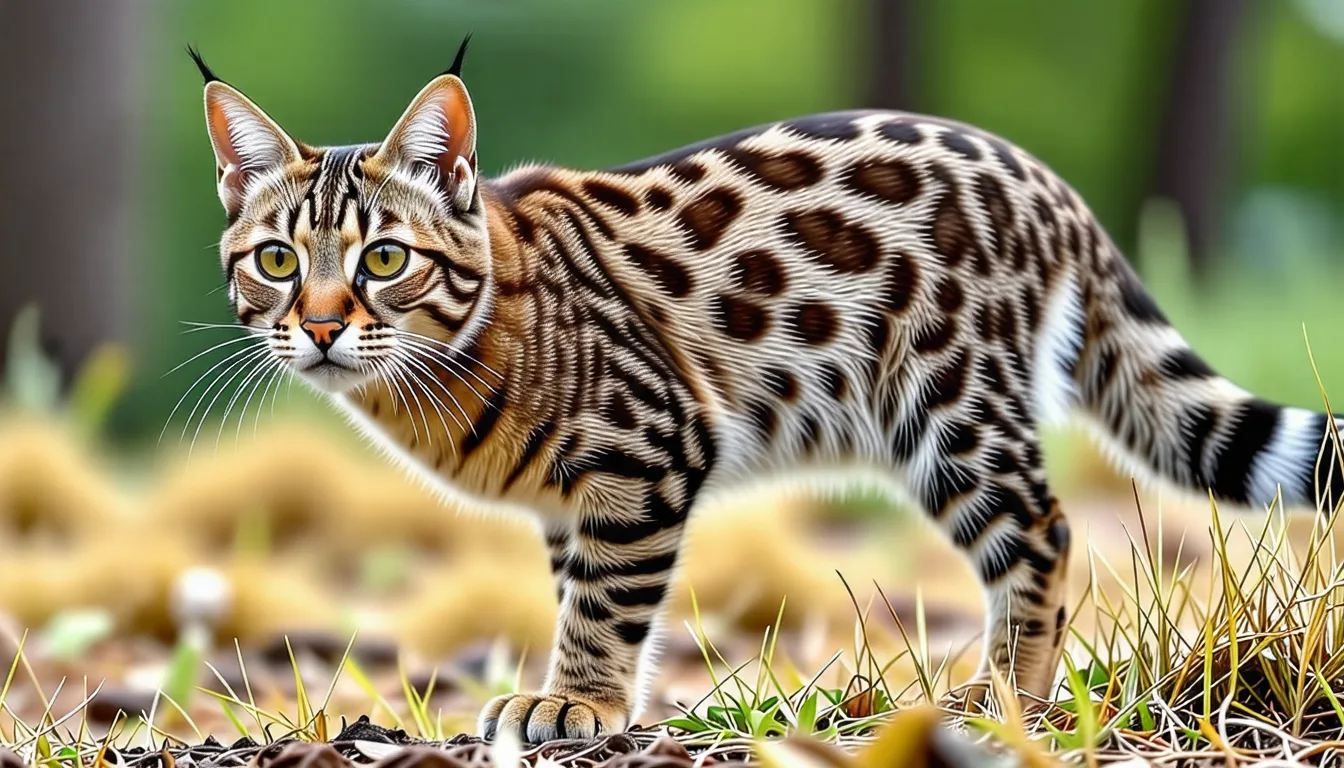 Chat forestier d'Europe au pelage tigré gris dans un sous-bois de feuillus
