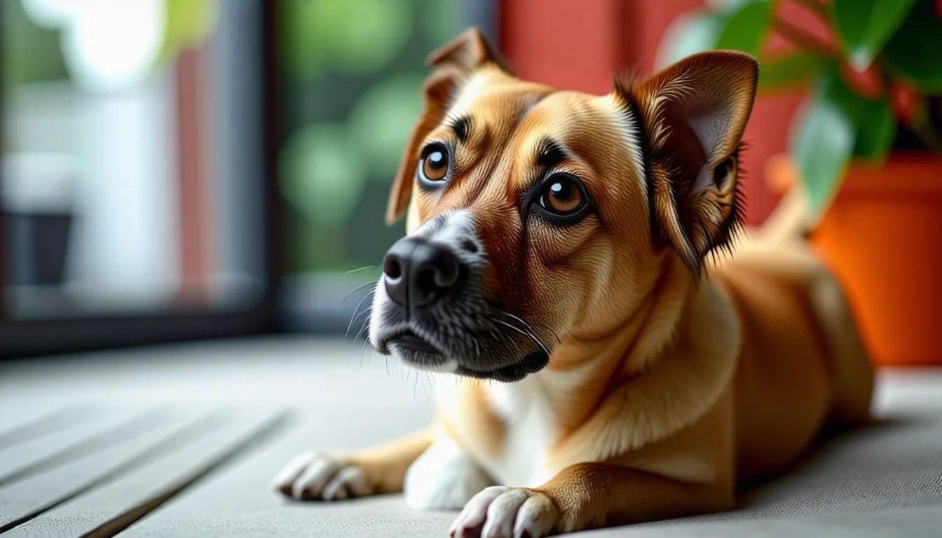 Un chien assis à côté d'une gamelle, illustrant l'assurance santé pour chien