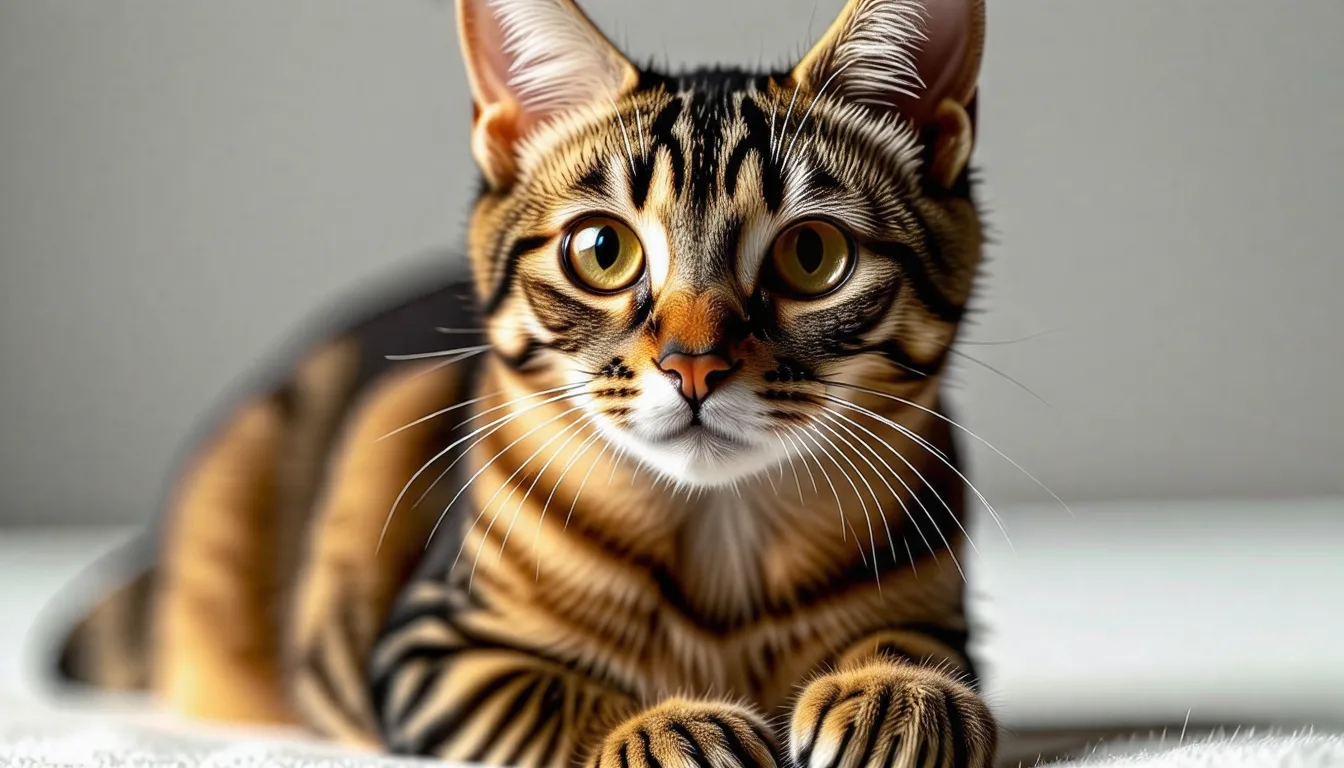 Chat German Rex au pelage court et ondulé, couché sur un plaid clair