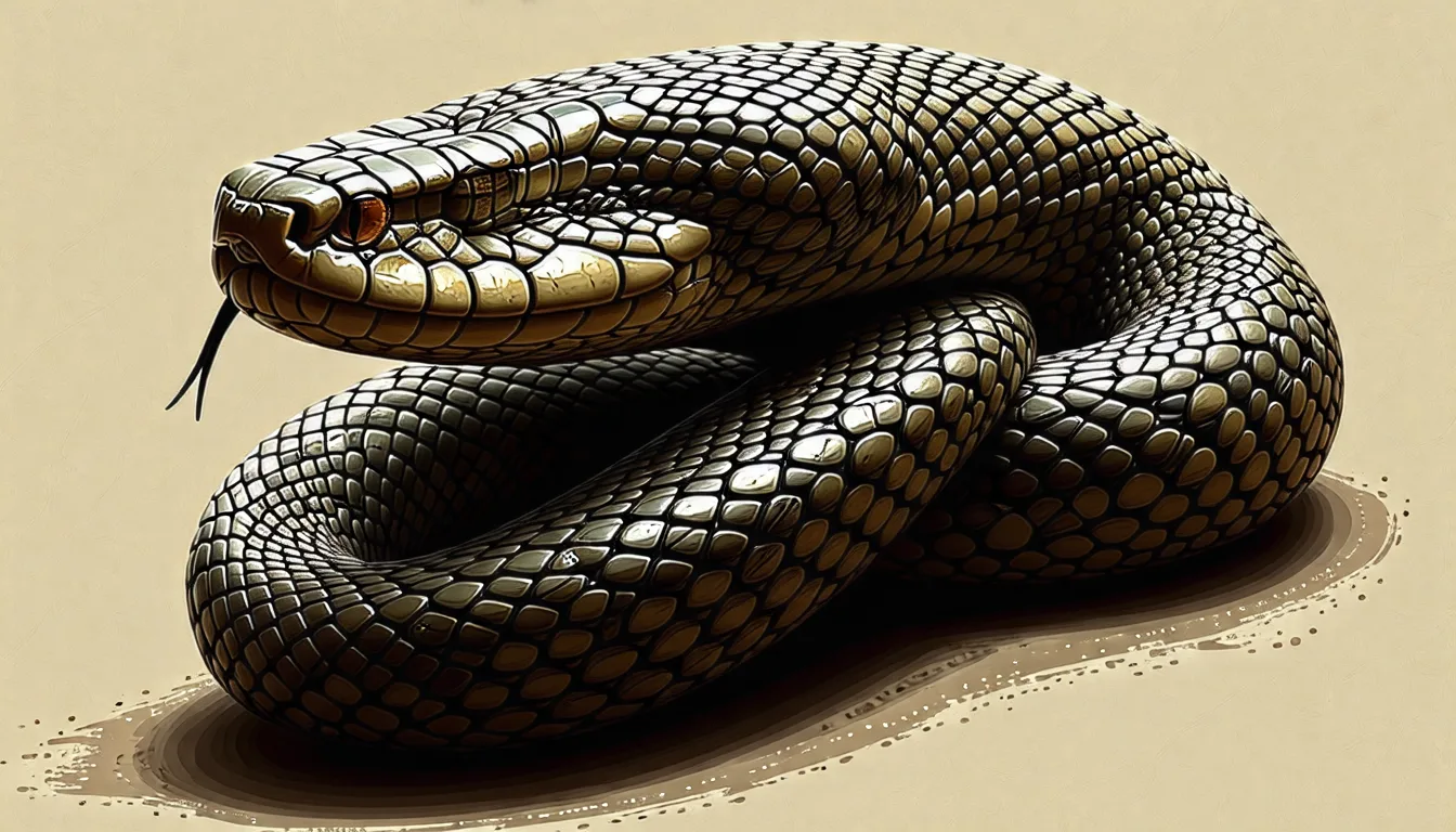 Cobra royal dressé sur le tiers avant du corps, capuchon déployé, en forêt