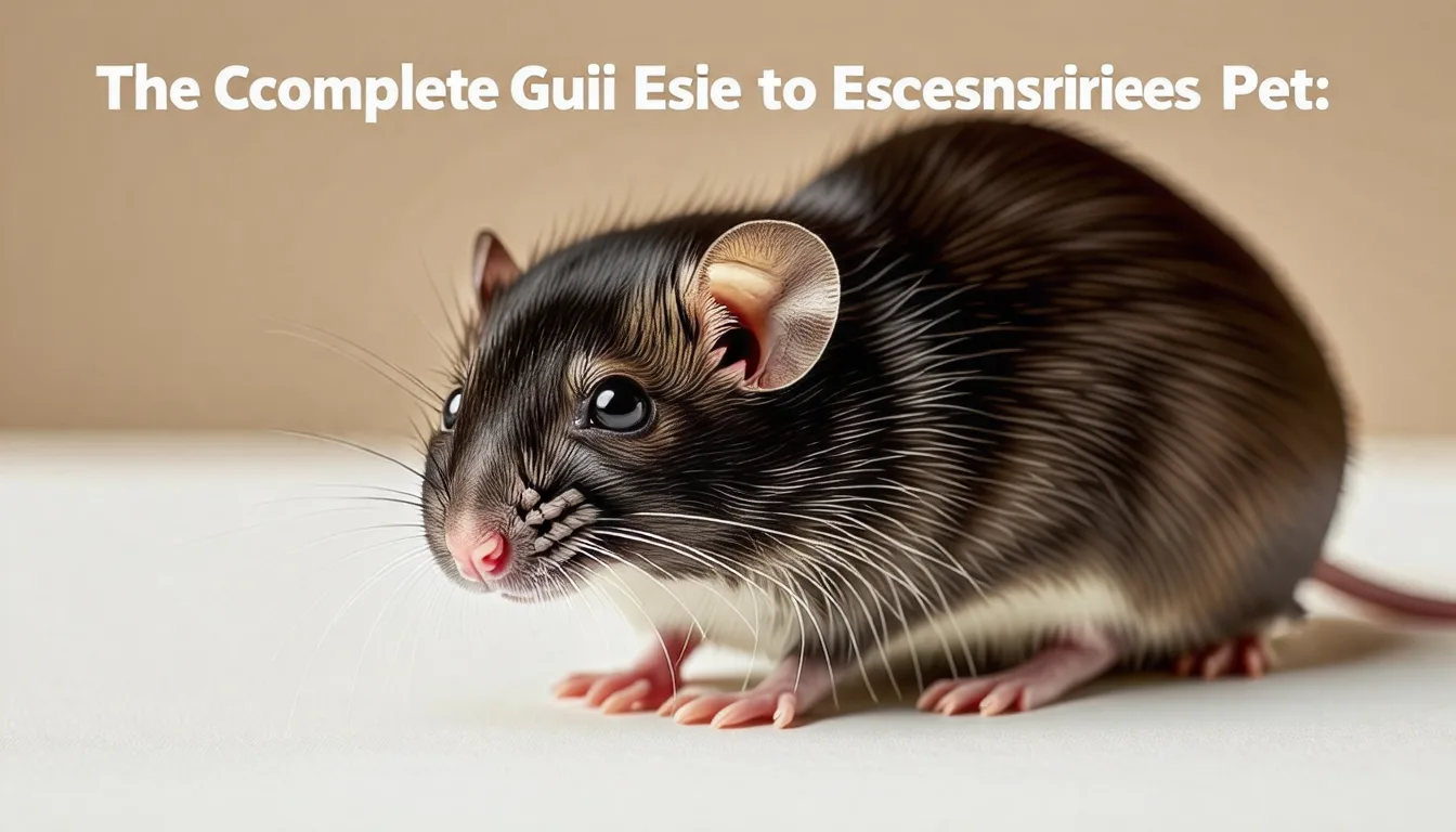Rat domestique dans une cage à barreaux équipée d'étages et d'un hamac