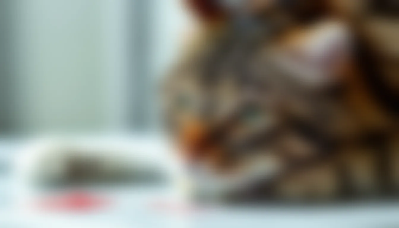 Chat roux dont on écarte les poils pour examiner une plaie sur le flanc