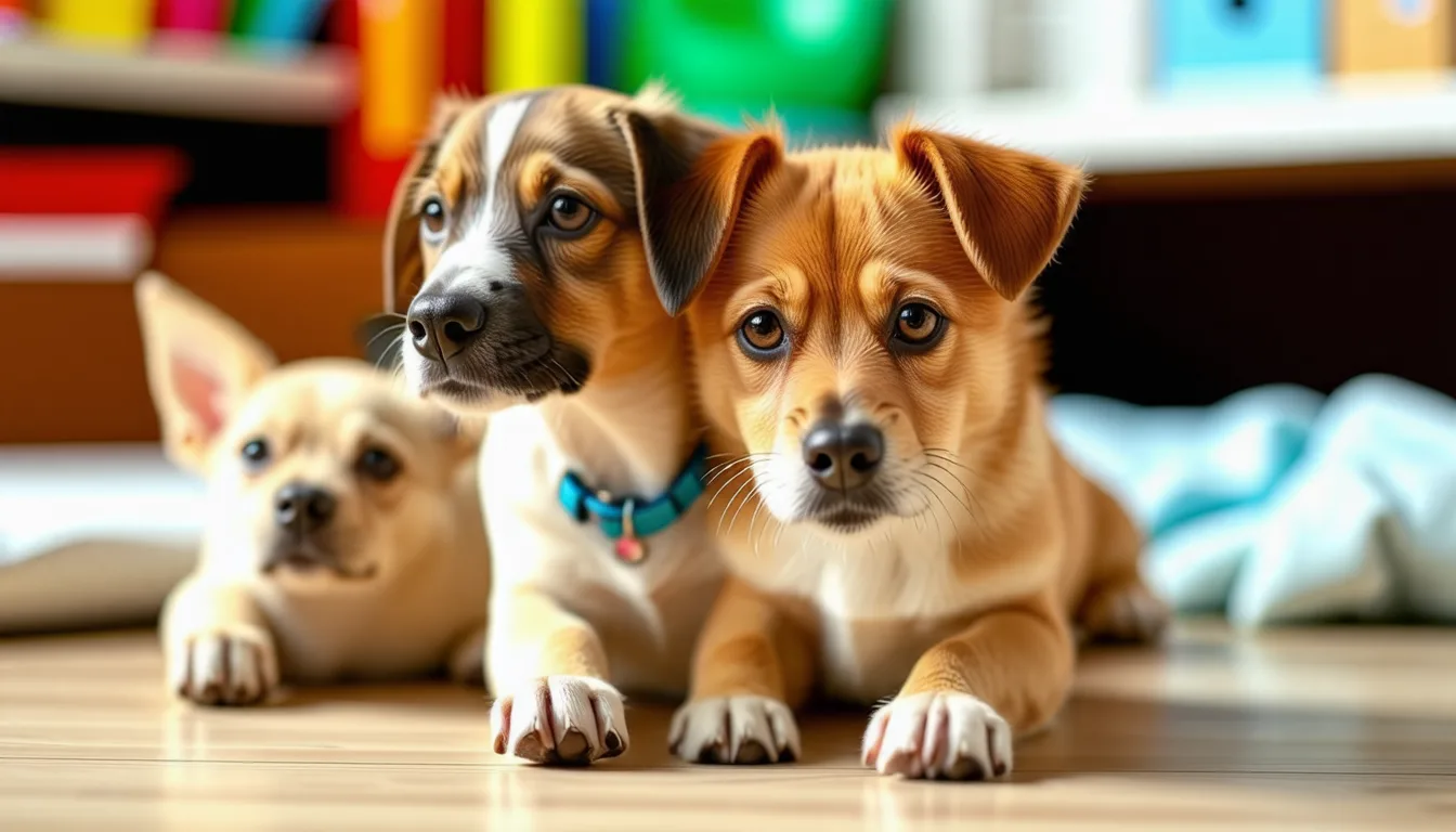 Groupe de chiens de tailles différentes jouant dans un enclos de garderie canine