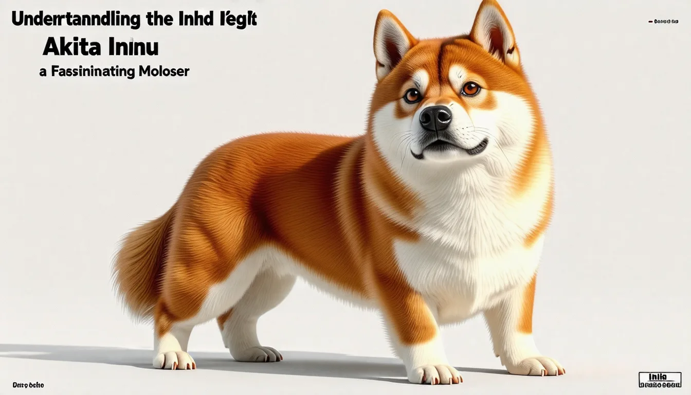 Akita Inu adulte au pelage roux et blanc, debout de profil en extérieur