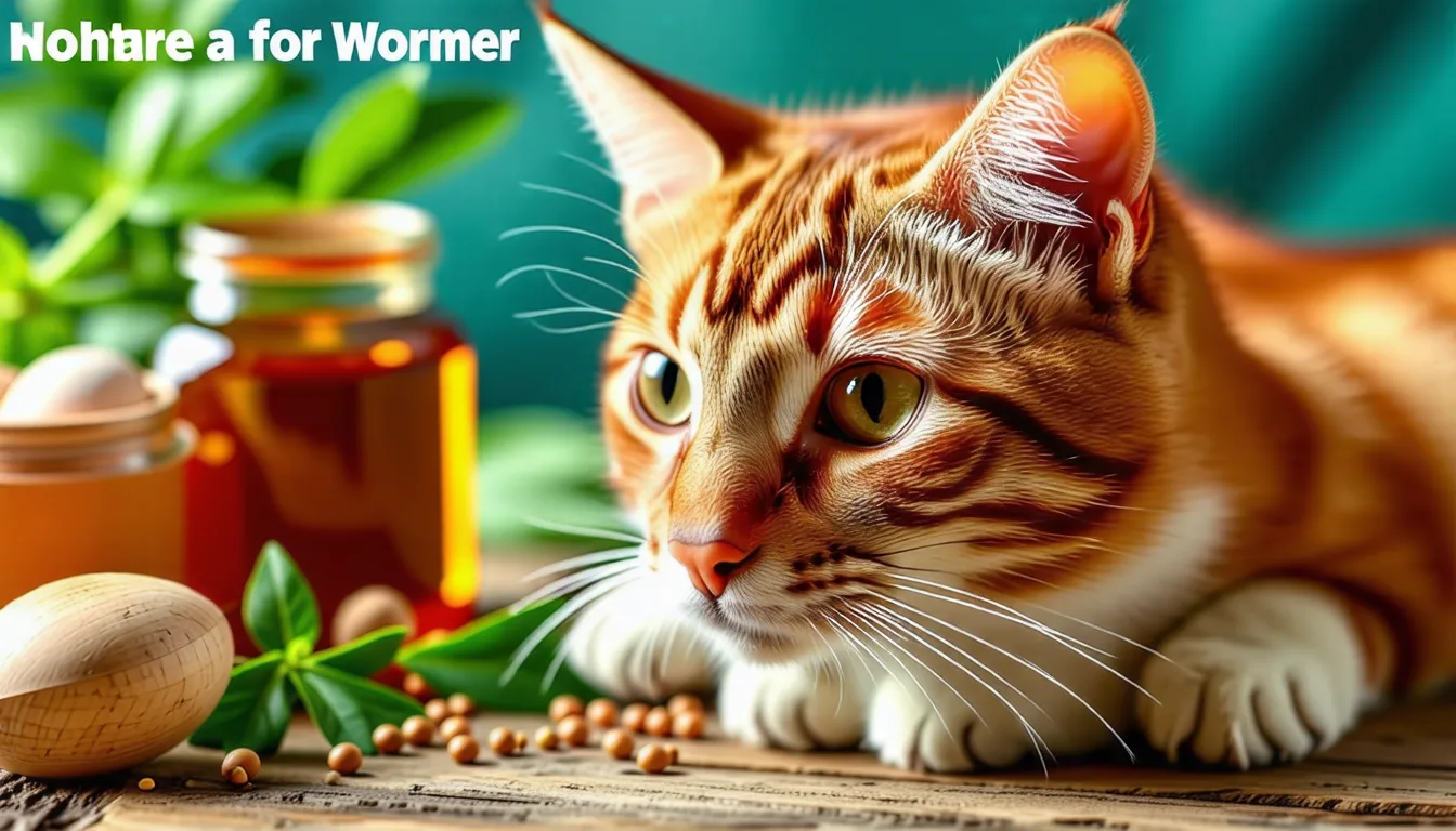 Chat roux assis près d'un bol, à côté de brins de thym et d'une cuillère