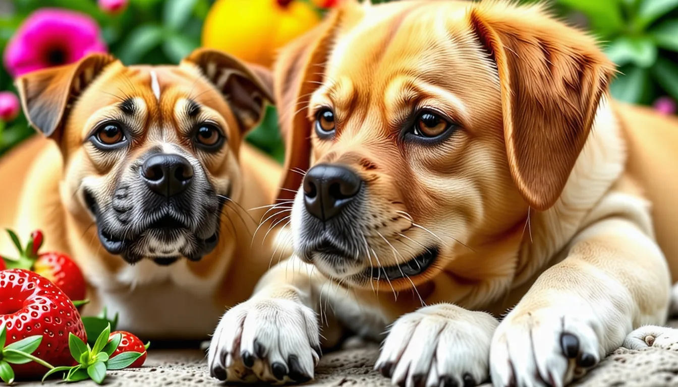 Chien et chat allongés côte à côte près d'un bol et de plantes séchées