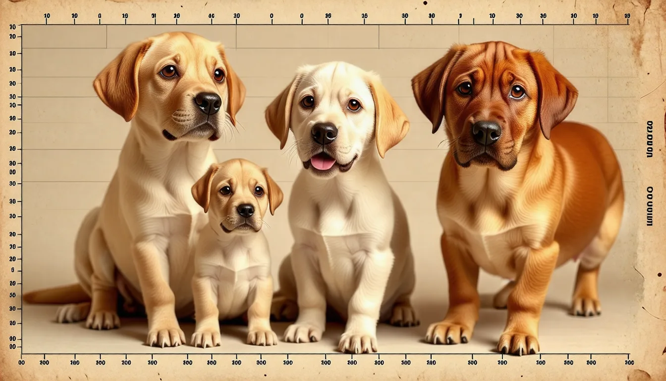 Chiot labrador noir de quelques mois debout sur une balance de vétérinaire