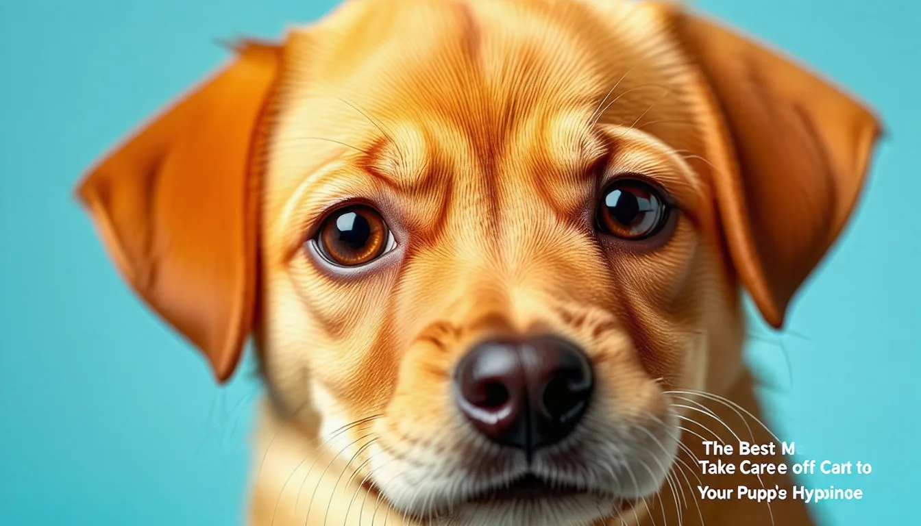 Gros plan sur les yeux d un jeune chiot au museau clair