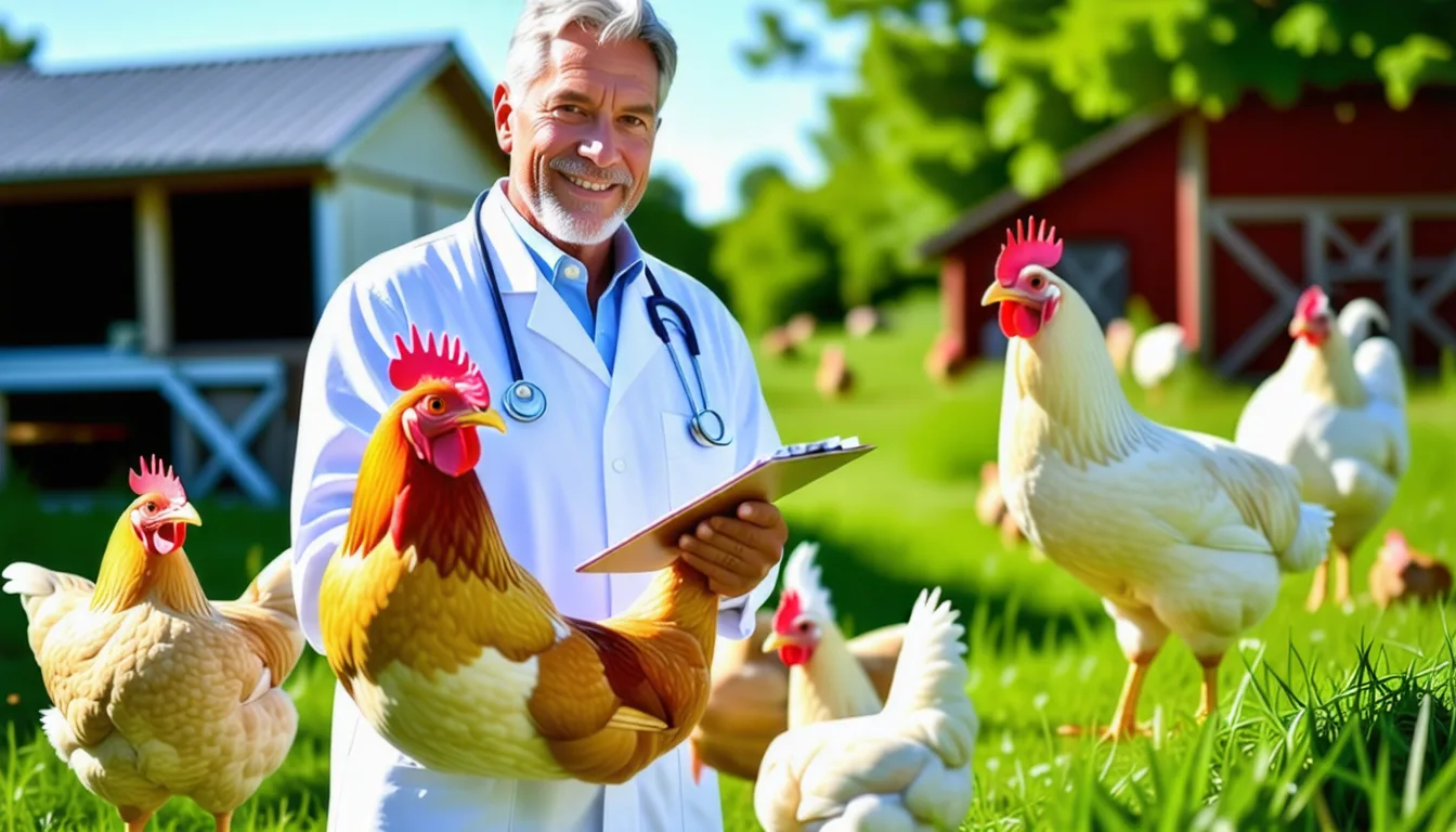 Trois poules rousses picorent devant un poulailler en bois au jardin