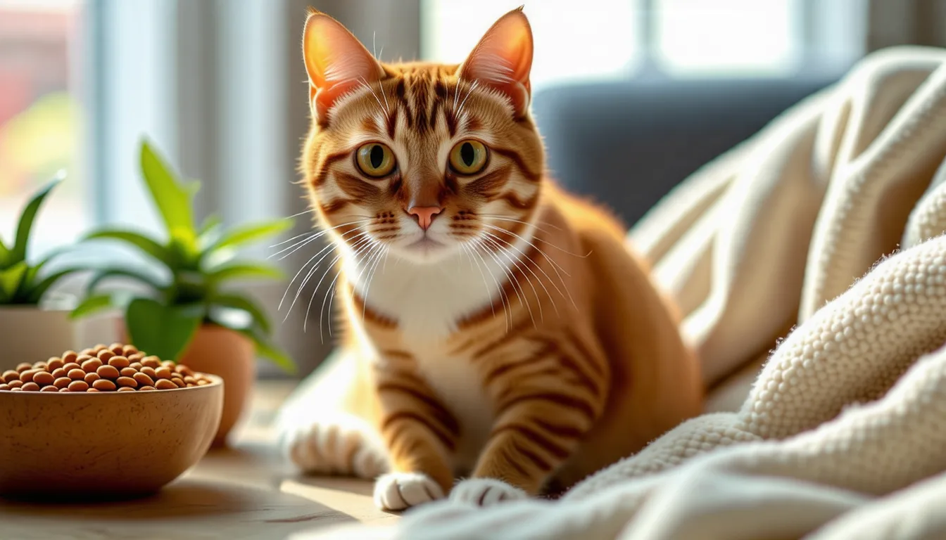 Chat tigré se grattant le cou, peau rougie visible sous le poil