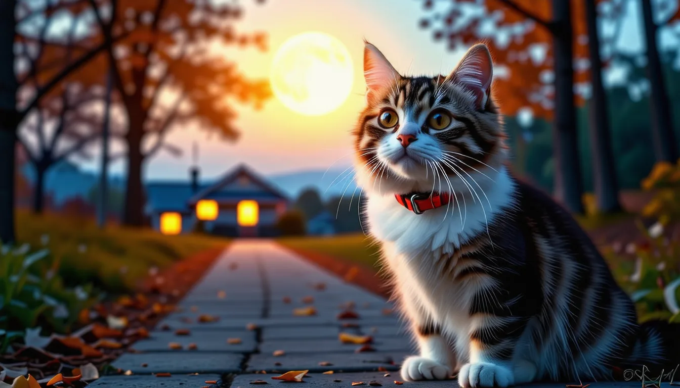 Chat portant un collier à bande réfléchissante qui renvoie la lumière la nuit