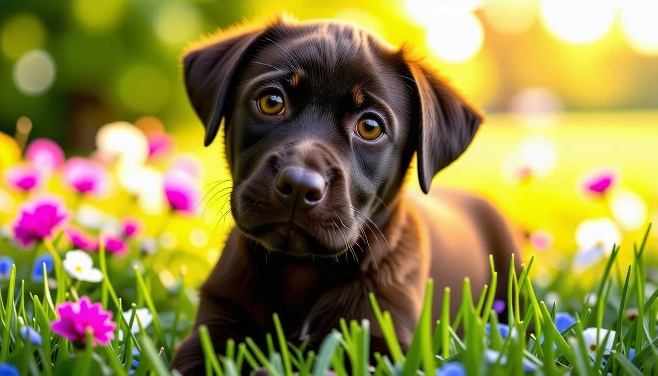 Chiot Labrador sable de deux mois pesé dans une corbeille sur une balance