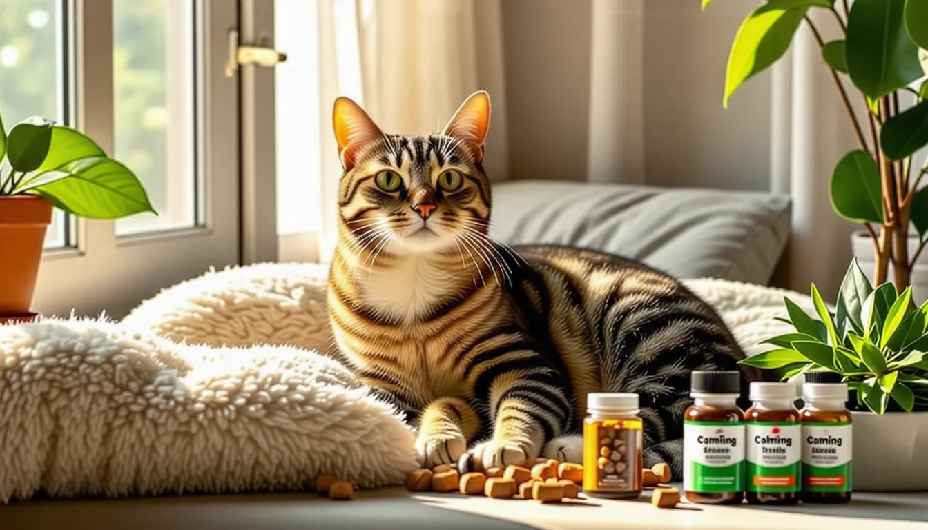 Chat tigré tapi sous un meuble, pupilles dilatées, oreilles en arrière