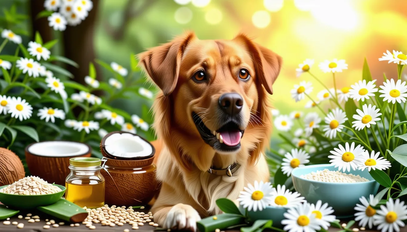 Main écartant le poil d'un chien pour examiner une plaque de peau rouge et irritée