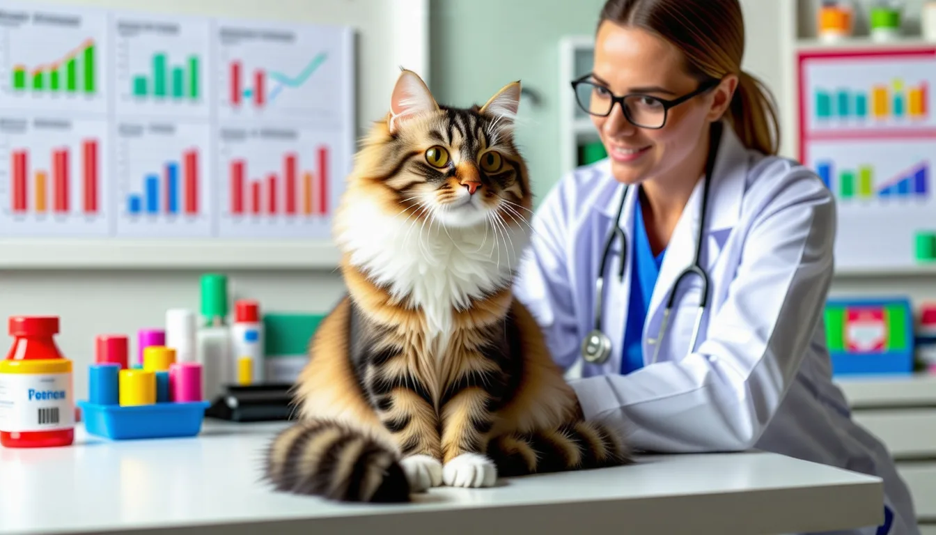 Vétérinaire examinant un chat sur la table d'auscultation d'un cabinet