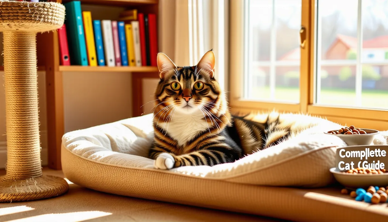 Chat roux allongé sur une étagère en hauteur près d'une fenêtre