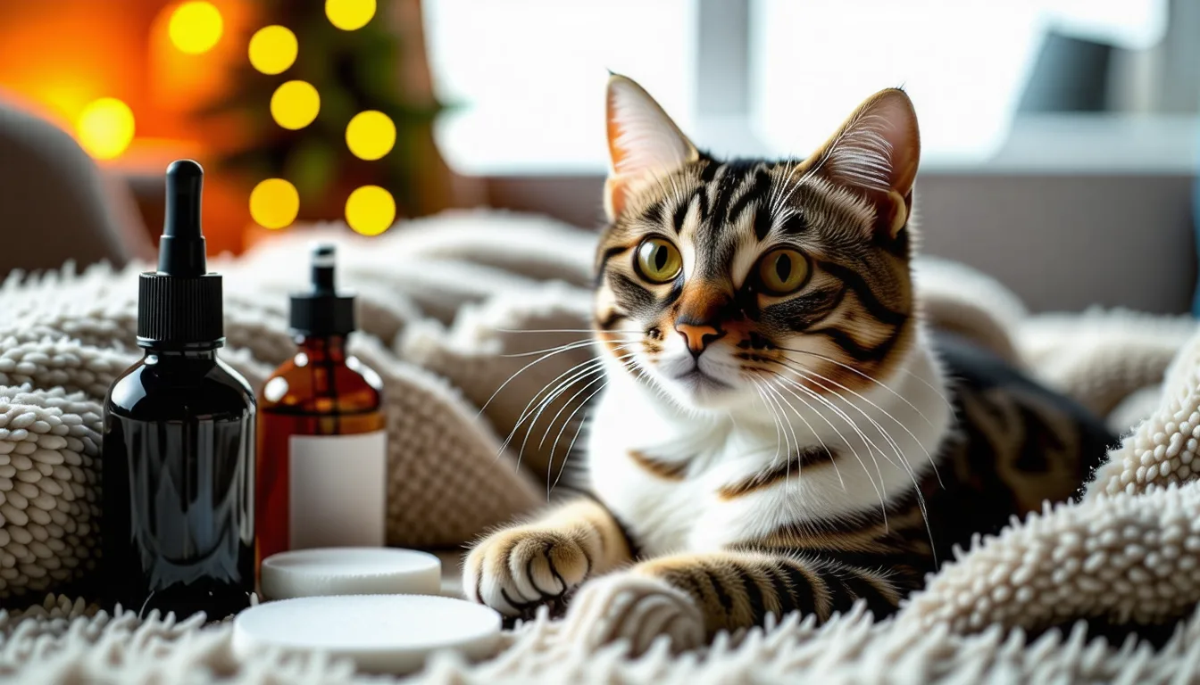Personne soulevant délicatement le pavillon de l'oreille d'un chat pour l'examiner