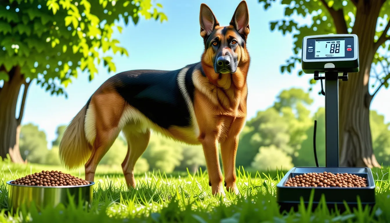 Berger allemand adulte debout de profil sur l'herbe, robe noir et feu