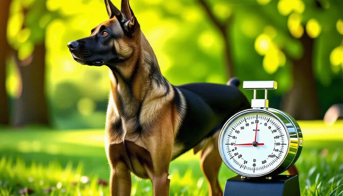 Berger belge malinois debout de profil sur un chemin de terre