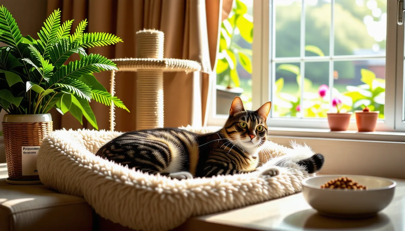Chat roux allongé sur un parquet clair, regard tourné vers l'objectif