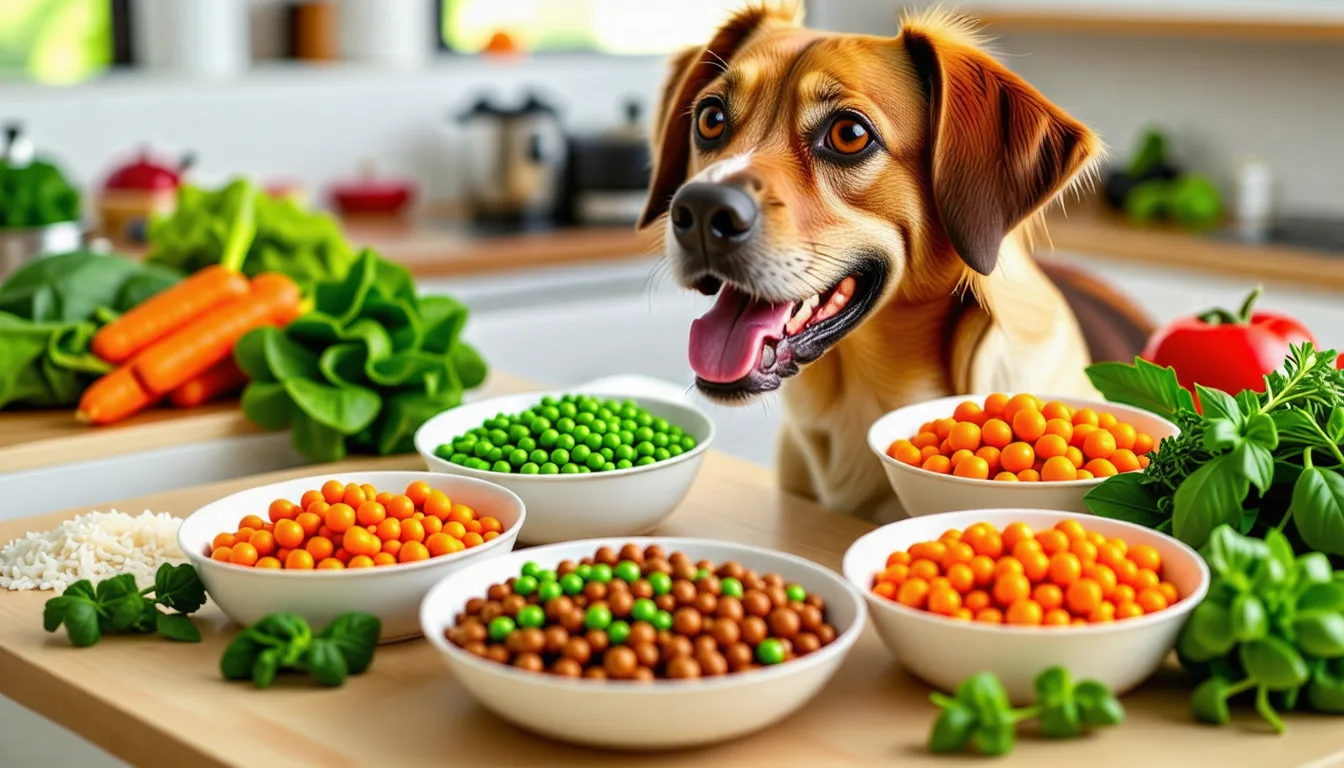 Gamelle de ragoût maison pour chien avec morceaux de poulet, carottes et riz