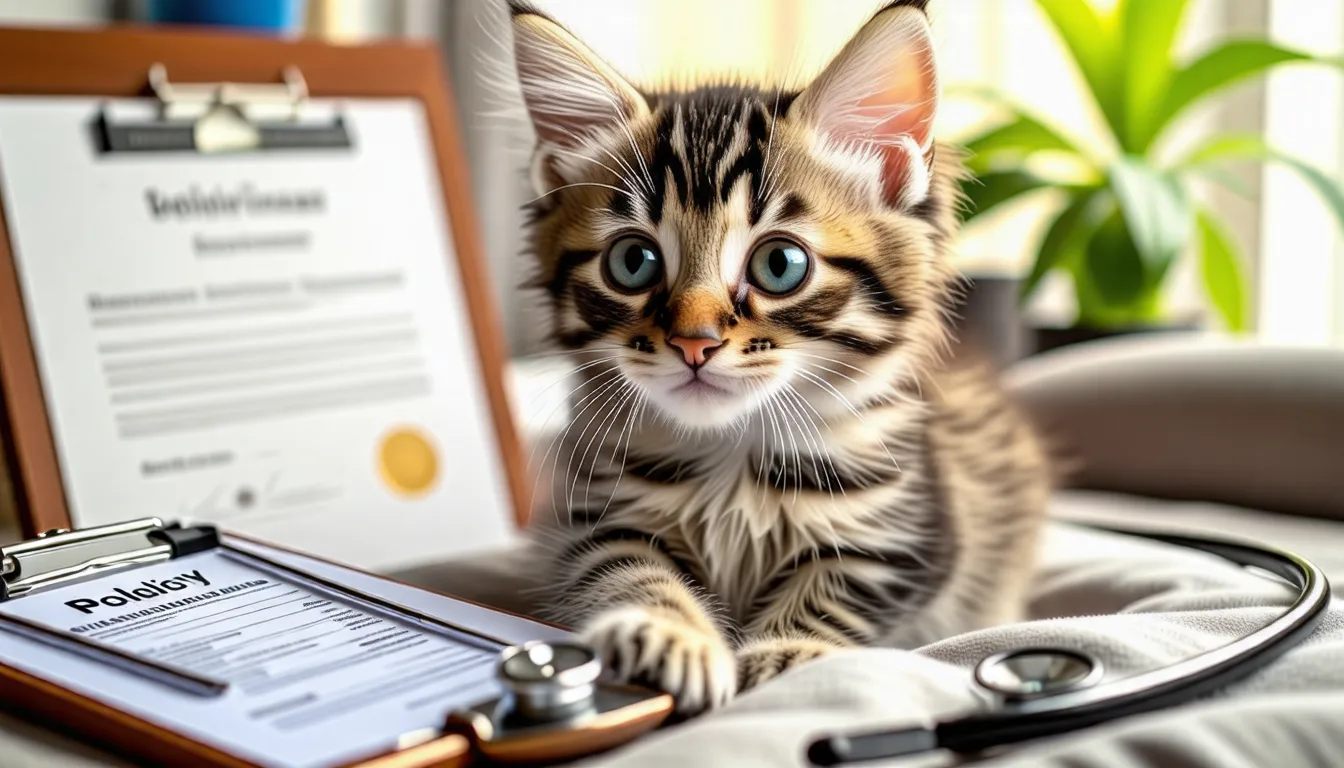 Chaton tigré examiné par une vétérinaire sur une table de consultation