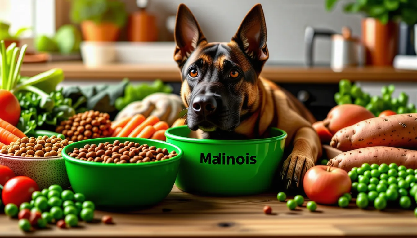 Berger belge malinois attentif, debout sur un terrain d'entraînement