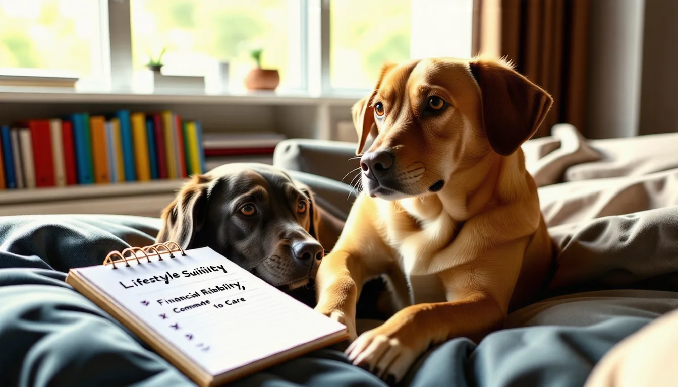 Chien couché sur un tapis dans un salon, regardant vers la porte d'entrée