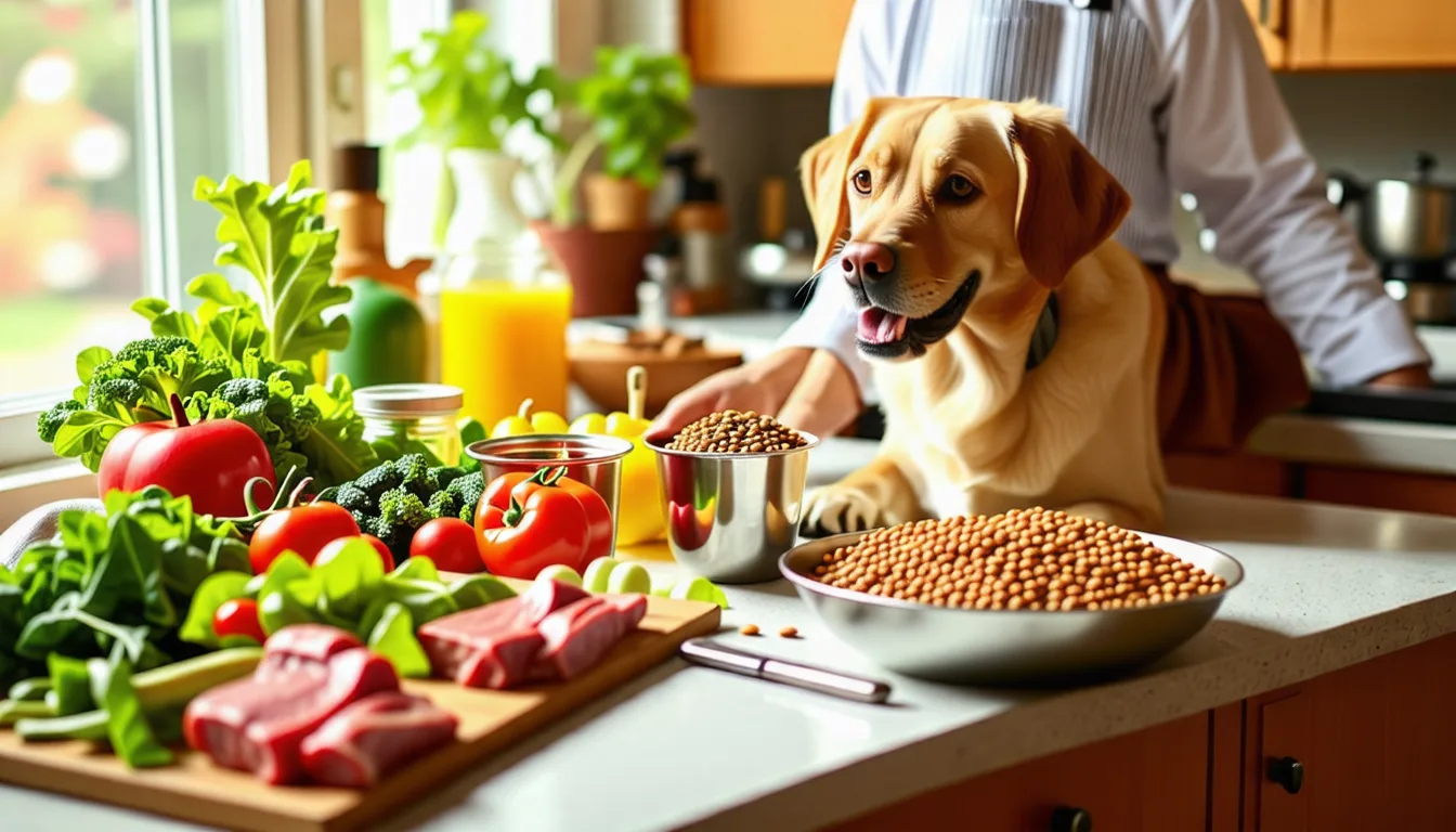 Ingrédients d'une ration ménagère pesés sur une balance de cuisine, viande, riz et légumes