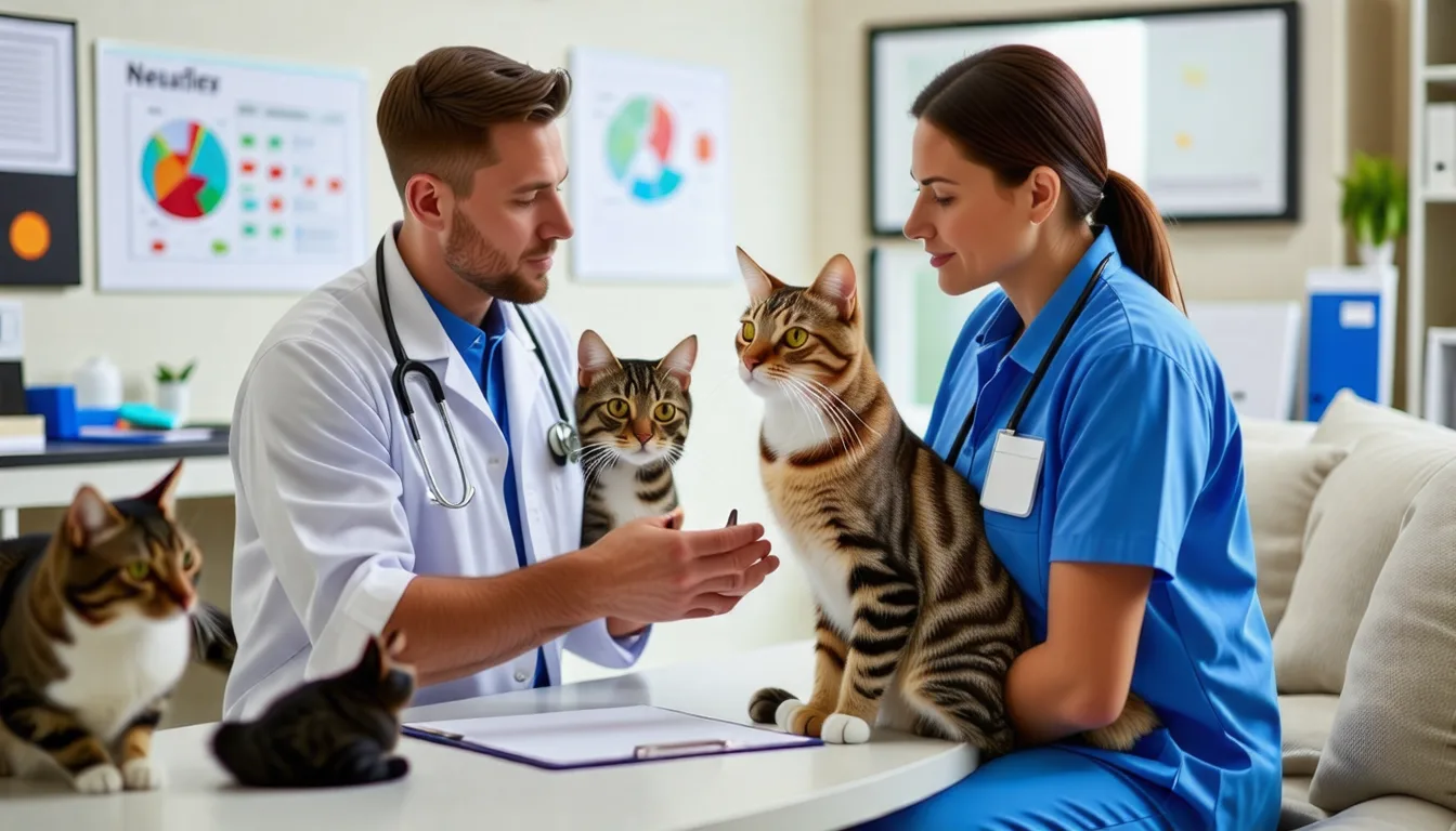 Chat roux endormi sur une table d'examen vétérinaire après une opération