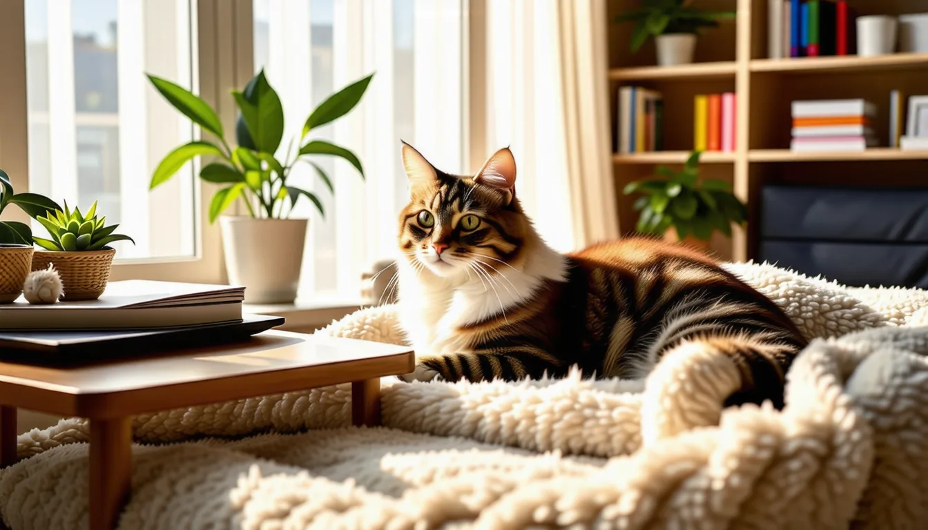 Chat roux couché près d un ordinateur portable ouvert sur une table