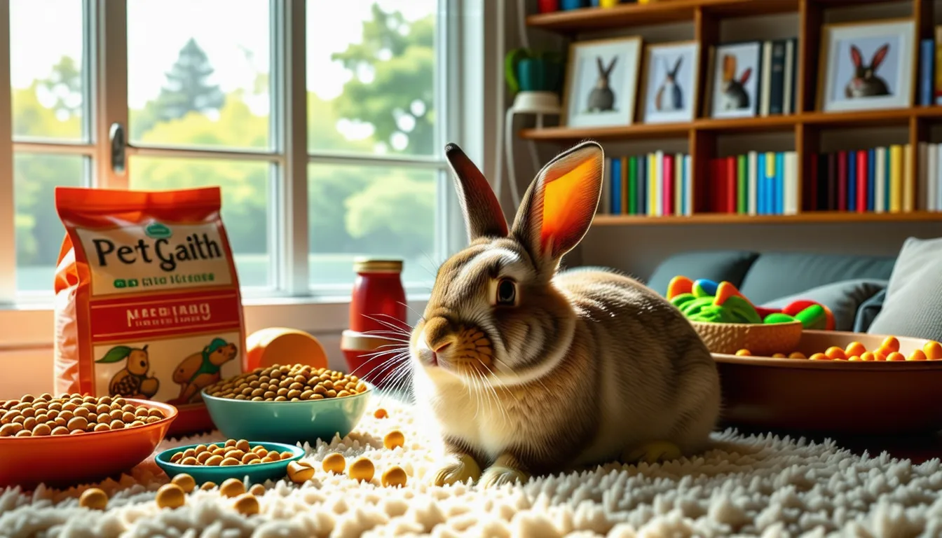 Un lapin nain examiné sur la table d'une consultation vétérinaire