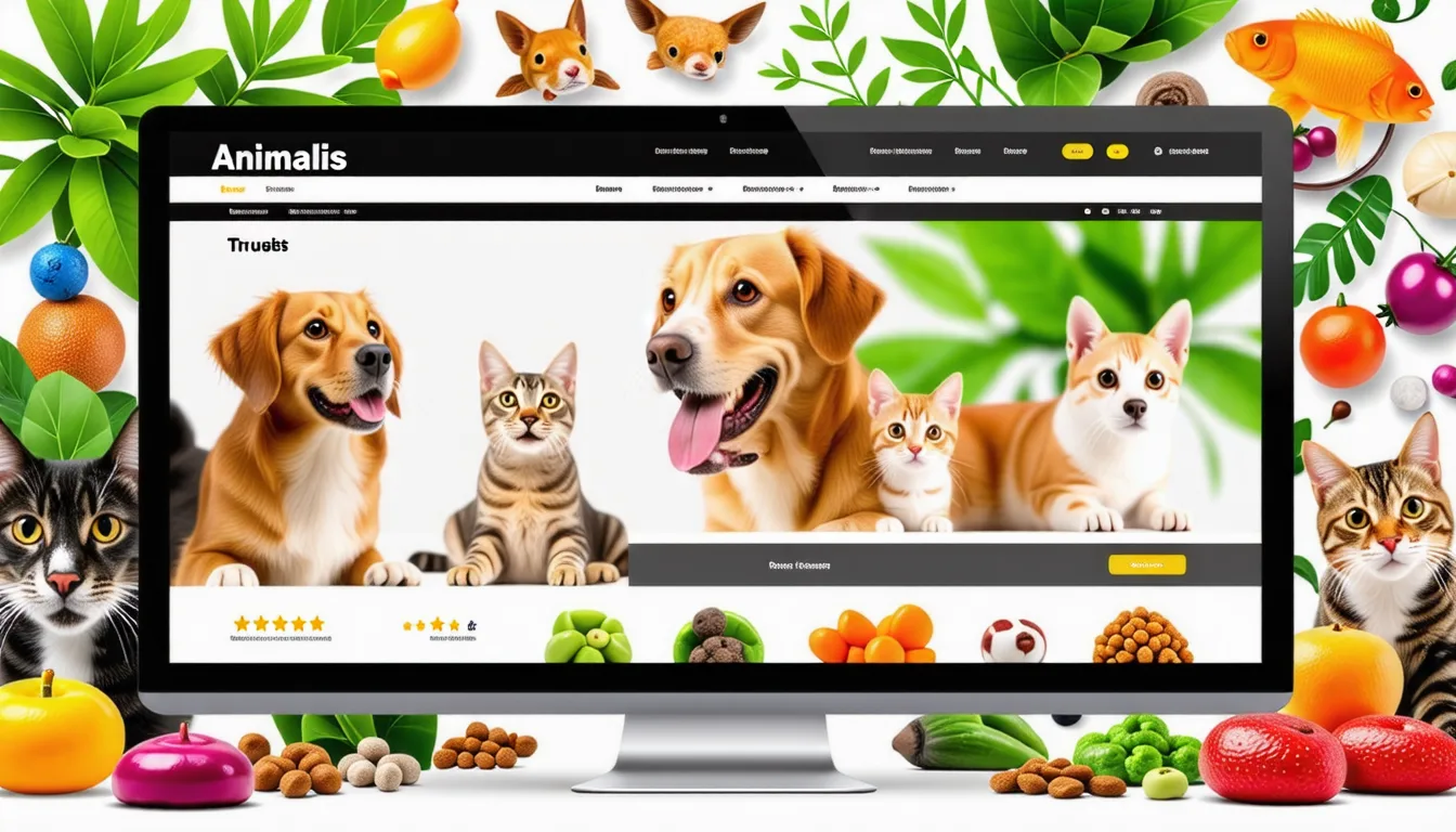 rayons de nourriture et d'accessoires pour animaux dans un magasin