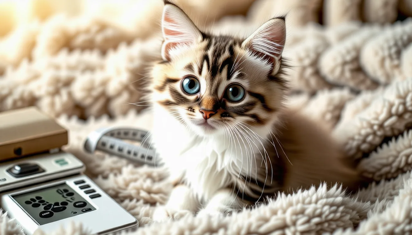 un chaton ragdoll aux yeux bleus allongé sur le dos, pesé délicatement dans les bras de son propriétaire