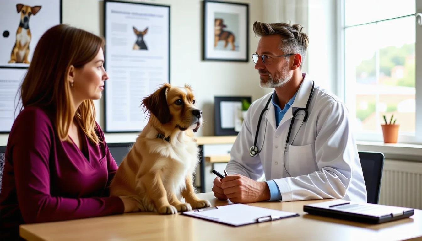 chat et chien assis côte à côte près d'un carnet de santé et de documents d'assurance