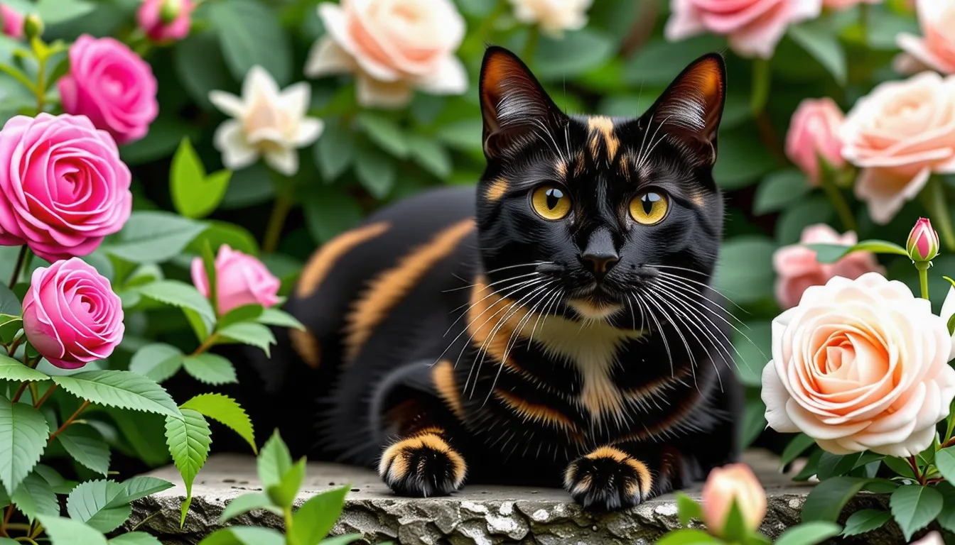 gros plan sur le pelage bicolore noir et roux d'un chat écaille de tortue, mêlant les deux teintes en taches irrégulières