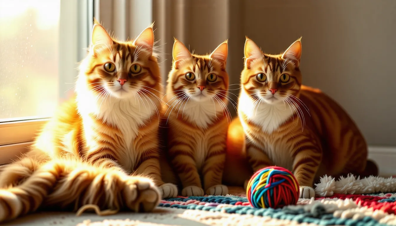chat au pelage roux et blanc allongé, regard tourné vers l'objectif
