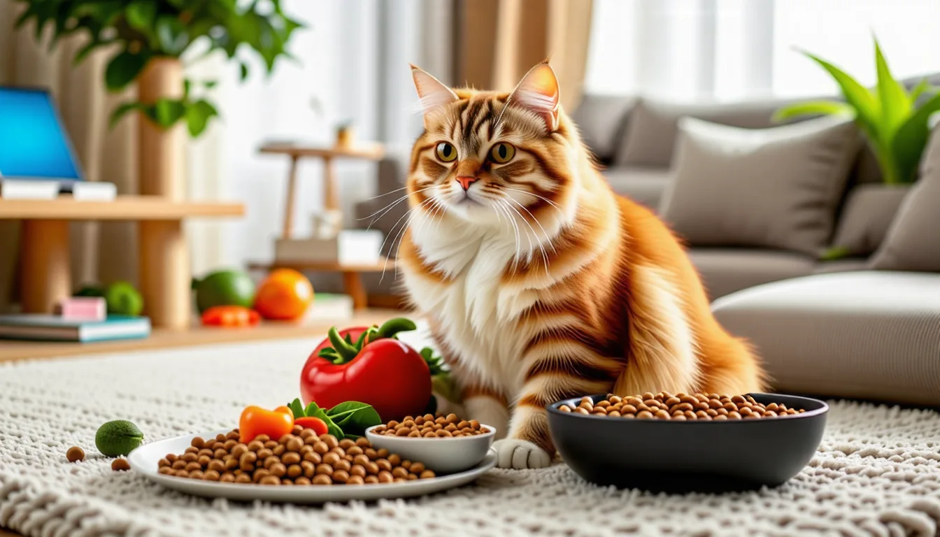 chat au ventre rebondi assis, illustrant un surpoids visible chez un chat domestique