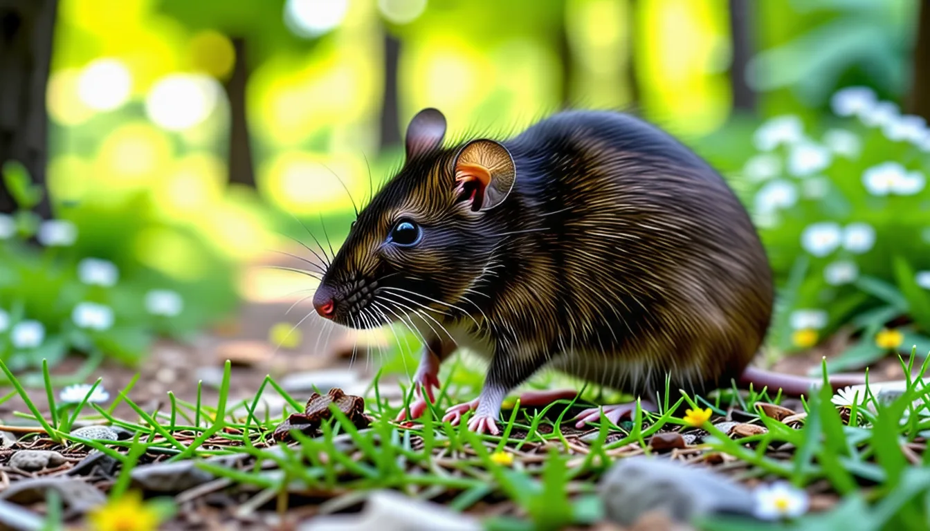 rat domestique gris assis dans les mains de son propriétaire, moustaches en avant